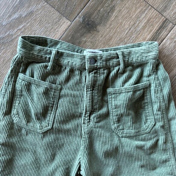 Reformation Alyssa high rise wide leg corduroy pants moss color. size 28 - Picture 5 of 13